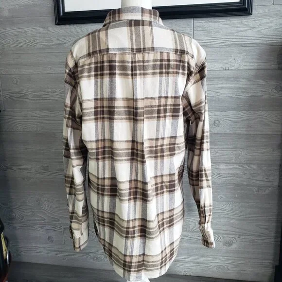 Dubinik Flannel Customized Version Brown Plaid Button Up Classic Warm Men's L - Picture 9 of 12